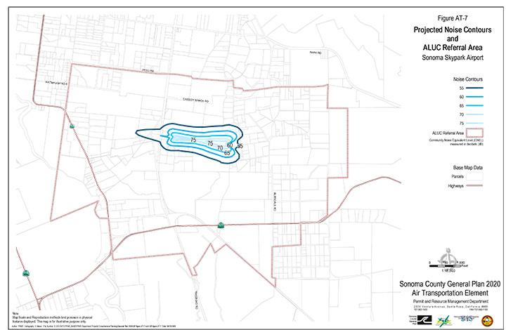 Map AT7 Projected Noise Contours and ALUC Referral Area Sonoma Skypark Airport