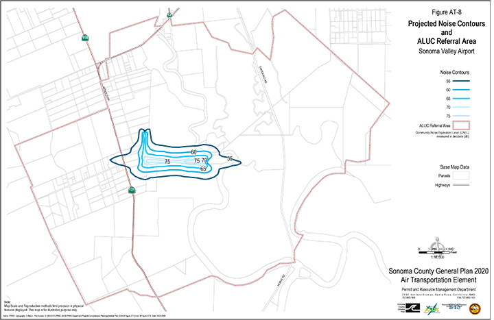 Map AT8 Projected Noise Contours and ALUC Referral Area Sonoma Valley Airport