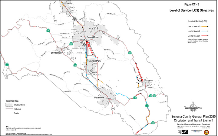 Map CT3 Level of Service (LOS) Objectives